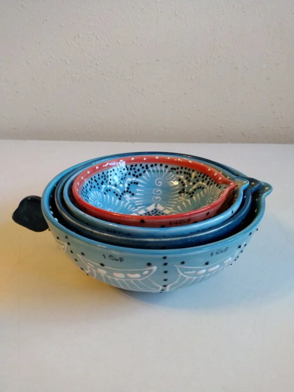 Anthropologie 4pc Ceramic Nesting Measuring Cups